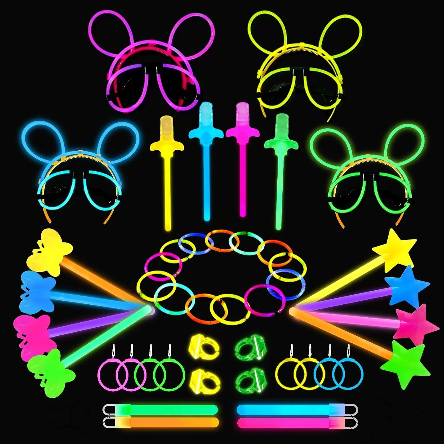 180 PCS Glow Sticks Bulk Party Pack, Glow in the Dark Party Supplies for Kids, Glow Party Favors & Accessories for Girls Birthday Party, Sleepover Slumber Party, Kids Party Favors Toysfidget toys