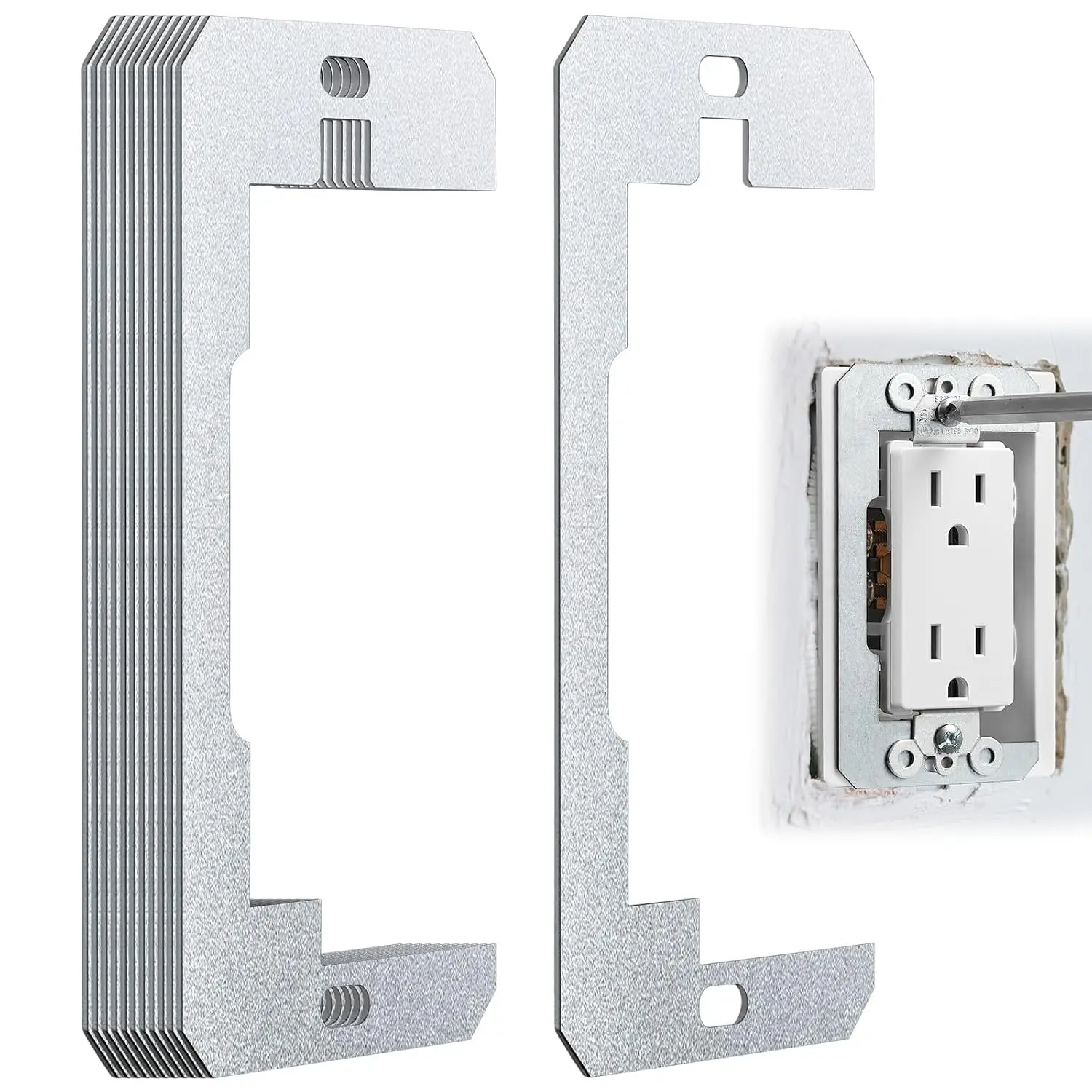 10 PCS Quality Metal Outlet Spacers, 1-Gang Spacer Plate for Level Outlets, Loose Electrical Receptacles & Switches, Flush Fit Device Plates