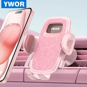 YWOR Pink Car Phone Holder - Sturdy & Secure Air Vent Mount for iPhone, for Samsung, and Android Smartphones, Easy Clamp Cradle with Sparkling Design, Perfect for Car Use, Ideal Gift for Birthdays, Mother'S Day, and Christmas, Car Phone Holder Mount