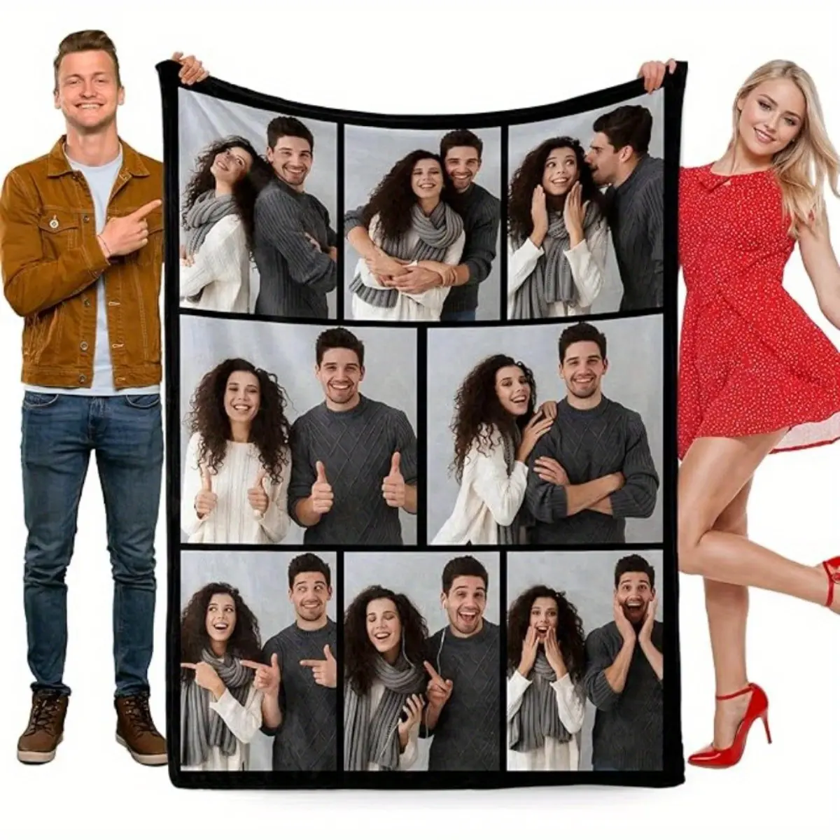 Customized couple photo blanket, suitable for boyfriend and girlfriend, supports custom photo and text, Valentine's Day, anniversary, Christmas, birthday gift, for girlfriend, boyfriend, couples, her, him