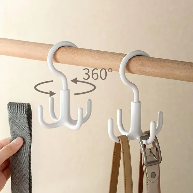 360 Degree 4-Claw Rotatable Hook, Handbag Scarf Scarf Belt Hat Rack Wardrobe Storage Hook