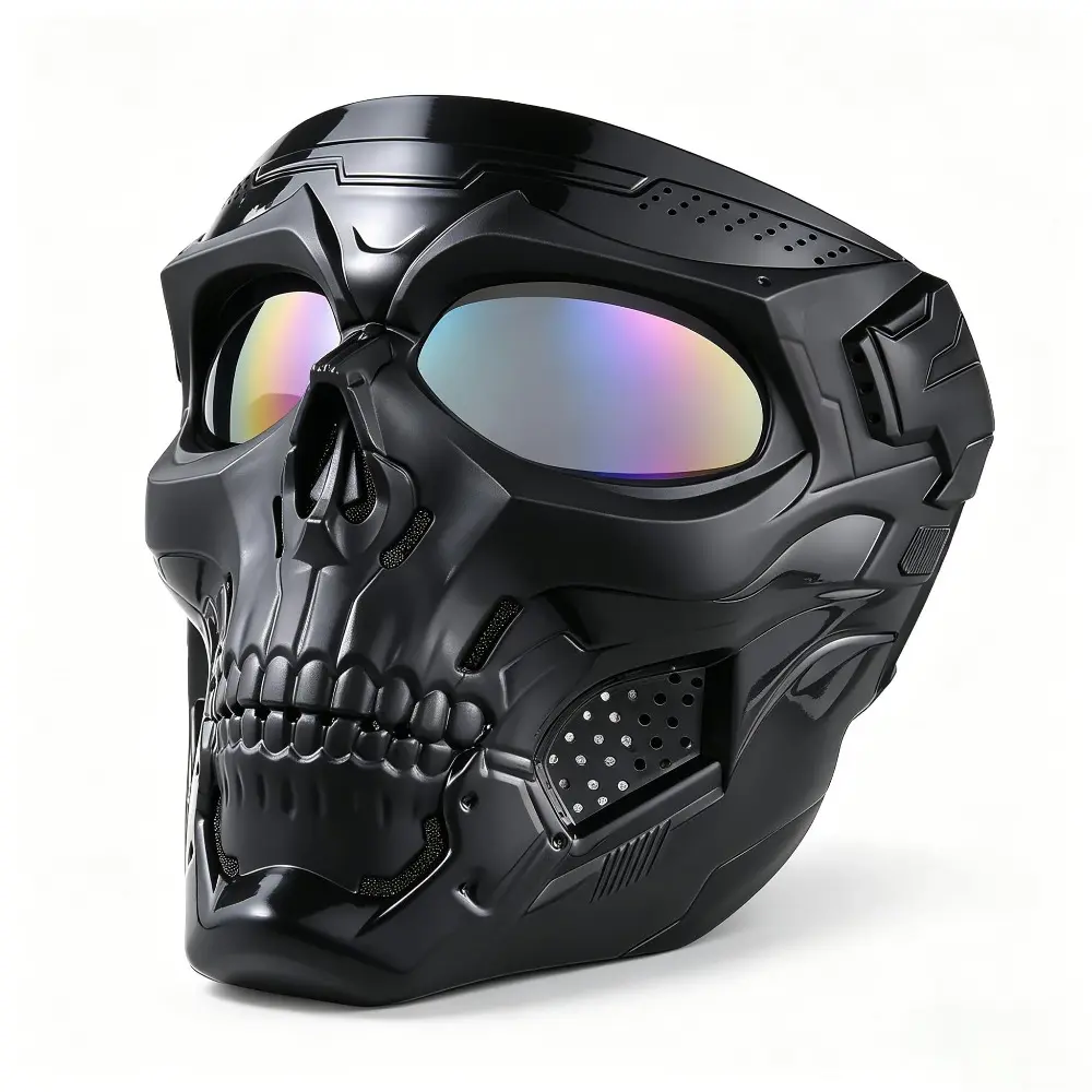 Skull Face Mask Goggles, Retro Harley Full Face Goggles, Adjustable Breathable Dustproof Outdoor Riding Goggles for Motorcycle Gear, Daily Leisure, Film Props & Halloween Gift