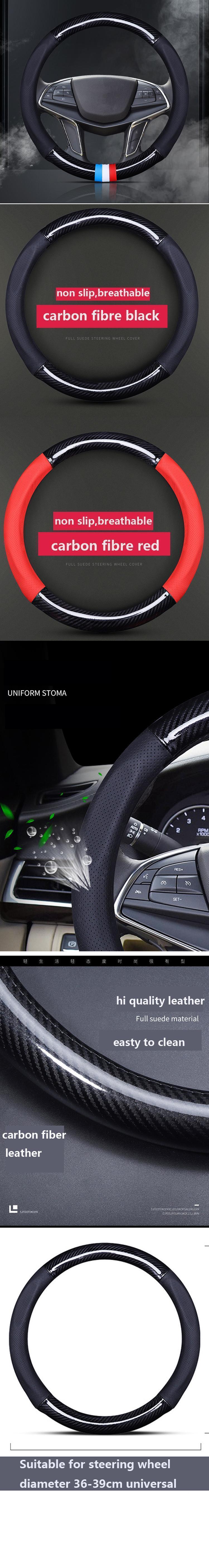 New D shape steering wheel cover universal car steering wheel protection embroidered leather steering wheel wrap wheel accessori