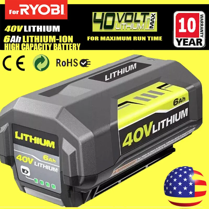 high quality  40V 6.0Ah Max Battery For Ryobi 40 Volt Lithium-ion OP4050 OP40601 High Capacity