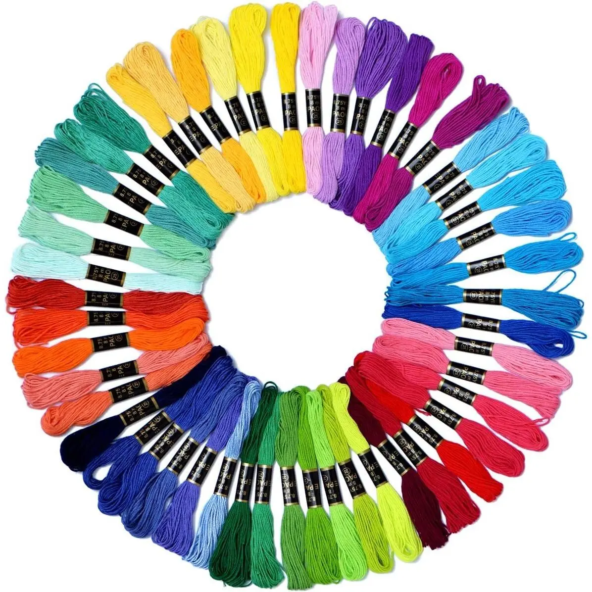 50 Skeins Cotton Friendship Bracelet String - Vivid Hues Crafting Floss, Fashionable Embroidery Thread for Cross Stitch & Bracelet Making (Home Supplies Craft Accessory)