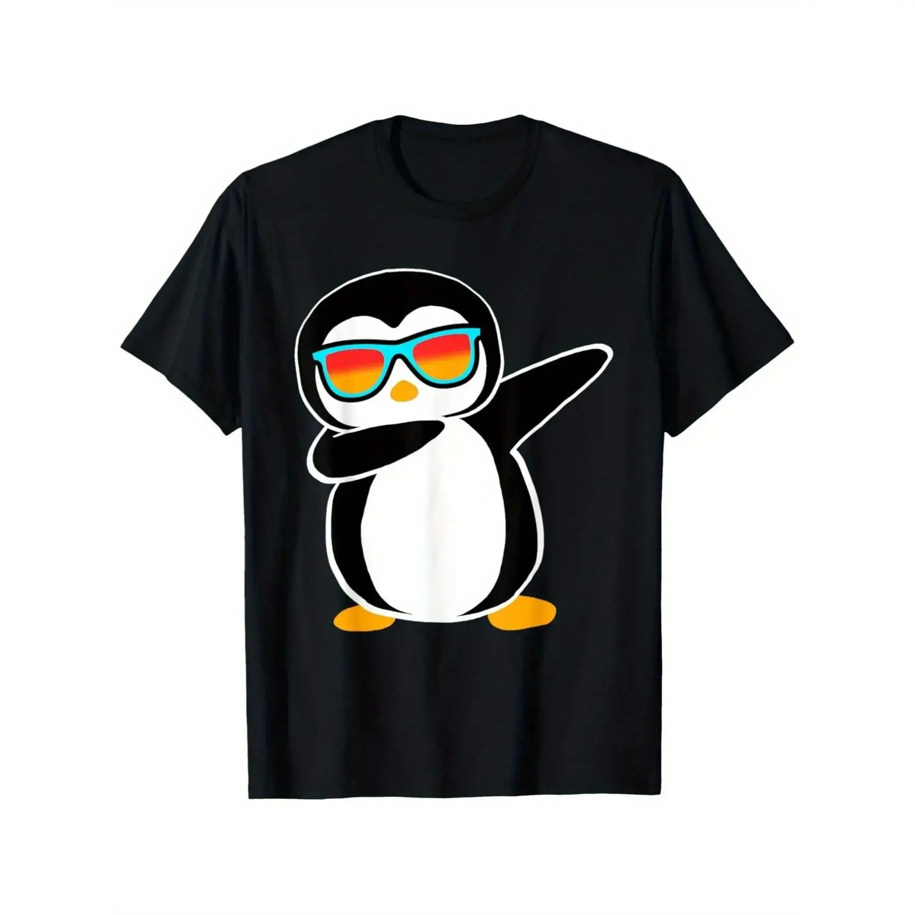 Women's Hipster Penguin Cartoon T-Shirt - Breathable, Moisture-Wicking Loose Fit Shirts, Casual Summer Streetwear, Ideal Birthday Gift, Short Sleeve Tops, 8 Years Above, All Seasons, Casual Wear, Graphic Tee Top, Daily Tee, Graphic Printed Tees, Round Nec