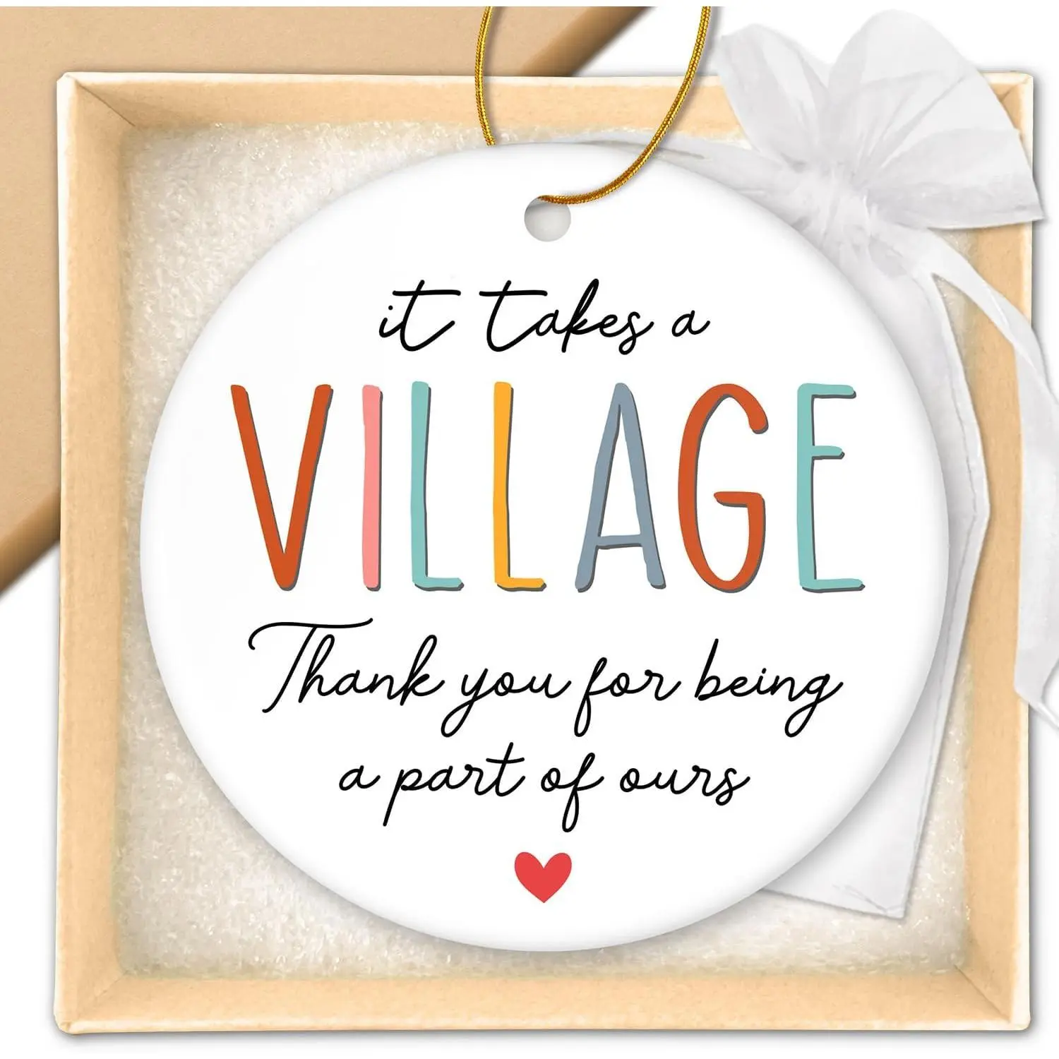 Ceramic Christmas Ornament Decor - Lightweight Thank You 14 Gift for School Teachers, Nurse Providers - Festive Trees Home & Party Decoration Supplies, Box
