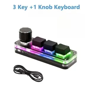 Mini Mechanical Keyboard 3 Keys 1 Knob USB RGB Macro Keyboard Gaming Custom Programming Knob Keyboard Portable For Photoshop