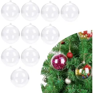 10 Pcs 3.14"/80mm Transparent Plastic Fillable DIY Craft Balls for Christmas Birthday Wedding Party Home Decoration Ornaments
