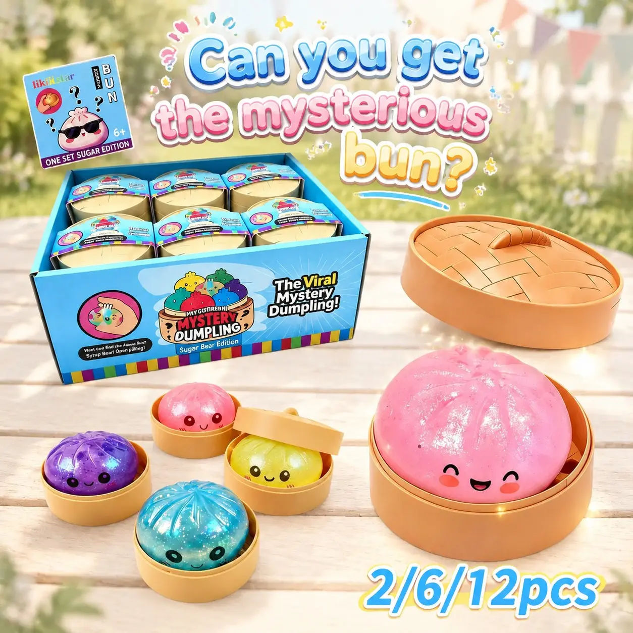 2/6/12 Pack Shiny Glossy Dumpling Baozi Squishy Blind Box Set, Creative Slow Rebound Fidget Squeeze Toy, Portable Anxiety Relief Collectible Ornament, Calming Desk Trinket & Holiday Swap Gift