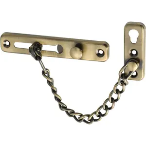 Chain Door Guard Lock,Door Chain Locks with Safety Spring Anti- Press Latch,Chain Locks for Inside Door and Extra Front Door Lock,Bronze (1 Pack)
