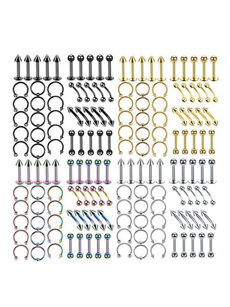 40-Piece Minimalist Stainless Steel Nose Studs and Lip Rings Set, Hypoallergenic Body Jewelry for Men and Women, Versatile Piercing Accessories, Nose Piercings Kit