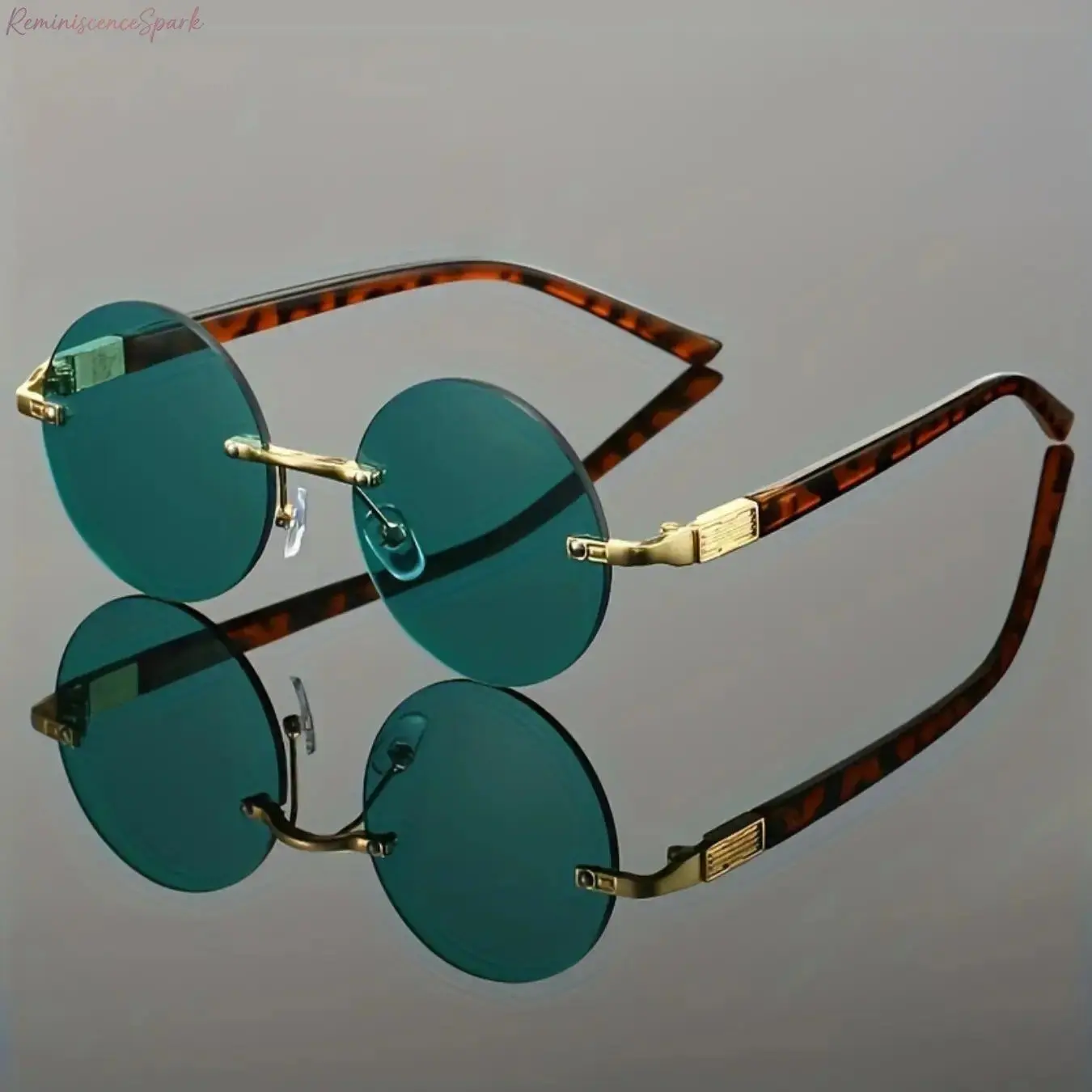 XUH Men's Retro Round Sunglasses, Plain Rimless Design with Solid Metal Frame, Lightweight Universal Fit for Casual Wear, Men's Sunglasses, Everyday Use, Daily Casual, Pc Lenses, Nylon, 50'S Style Retro Men's Sunglasses