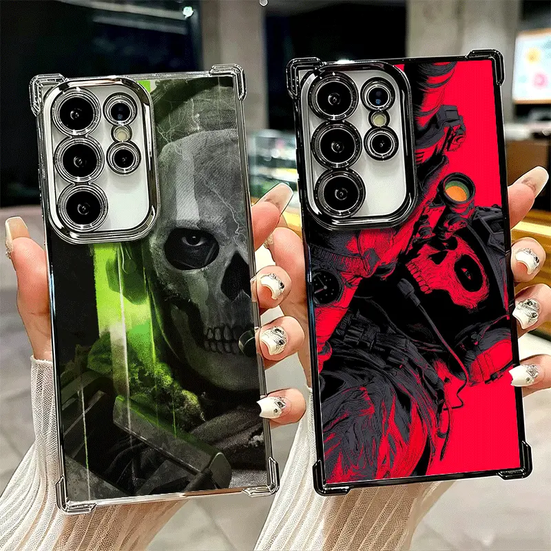 C-Call Of Game D-Duty Phone Case for Samsung S26 S25 S24 S23 S22 Plus Ultra and iPhone 17 Air 16 15 14 13 12 11 Pro Max Plus  Clear Plating Anti Drop Cover Shockproof Shell Coquple Unique Gift