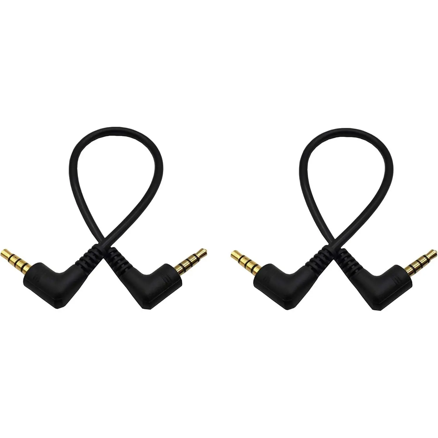 DC 3.5mm 4Pole Male to Male DC Stereo Audio 4Pole 90 Degree Angled Extension Cable for Phone Laptops MP3 Table PC and More(2pcs) (4pole M bend/4pole M Bend)