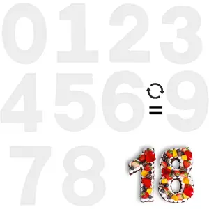 10 Inch Number Cake Baking Mould 9 Pieces 0-8 Number Cake Stencils Pans Flat Plastic Numerical Templates for DIY Cakes Cookies