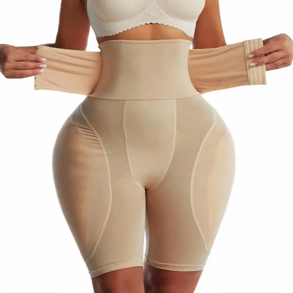 Women Hip Enhancer Shapewear Fake Booty Butt Pad Underwear High Waist Body Shaper Padded Panties Butt Lifter Shorts-HAN
