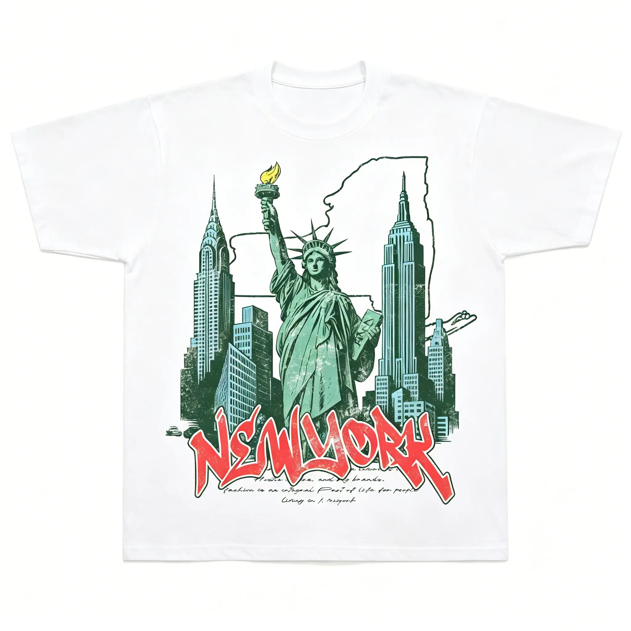 New York City Graphic Tee Statue of Liberty Vintage Streetwear Shirt Men's Oversized Y2K T-Shirt