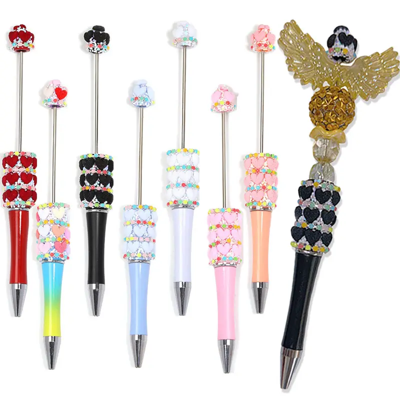 Personalized DIY Beaded Retractable Ballpoint Pen, Handmade Shiny Customizable Bead Craft Pen, Black Ink Writing Stationery, Ideal Gift for Students, Teachers, Wedding Favors & Graduation, Trendy School & Office Supplies