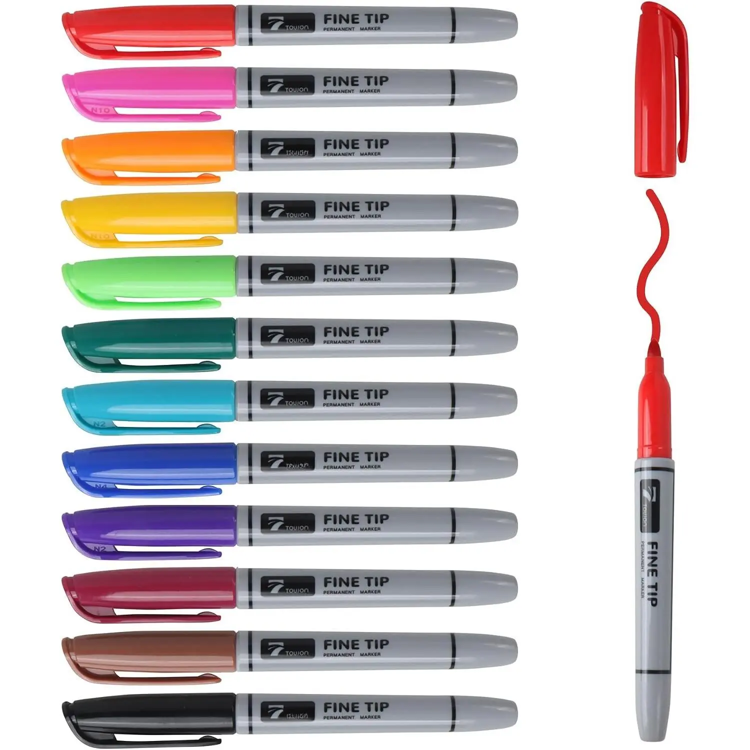 Permanent Markers 12  Colors Drawing Marker Pens Set, Fine Tip |  Quick Drying Colored Artists Markers for Adults Coloring,  Office Store Supplies