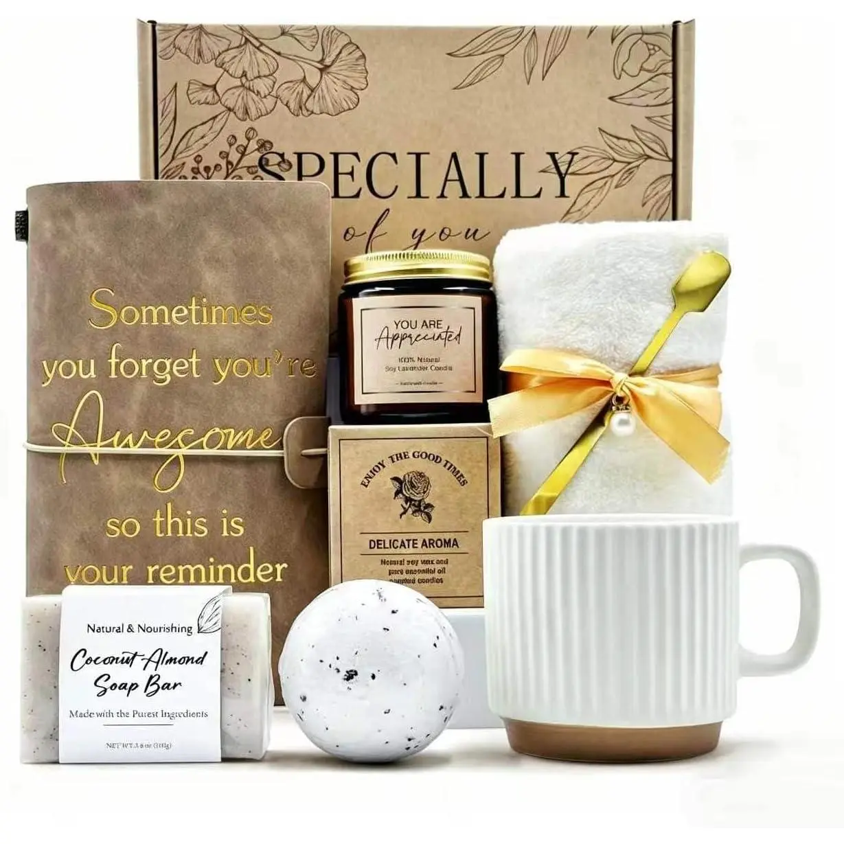 Thank You  Set for Women & Men -  Employee Welcome, Coworker Farewell, Teacher Appreciation, Office  Baskets for Social Worker, Secretary, Going   (White)