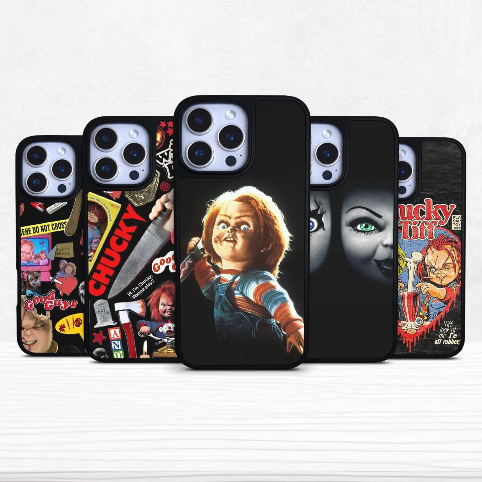 Chucky Horror Phone Case, compatible with iPhone 11–17 Pro Max/Plus series and Samsung Galaxy S23–S25 series.