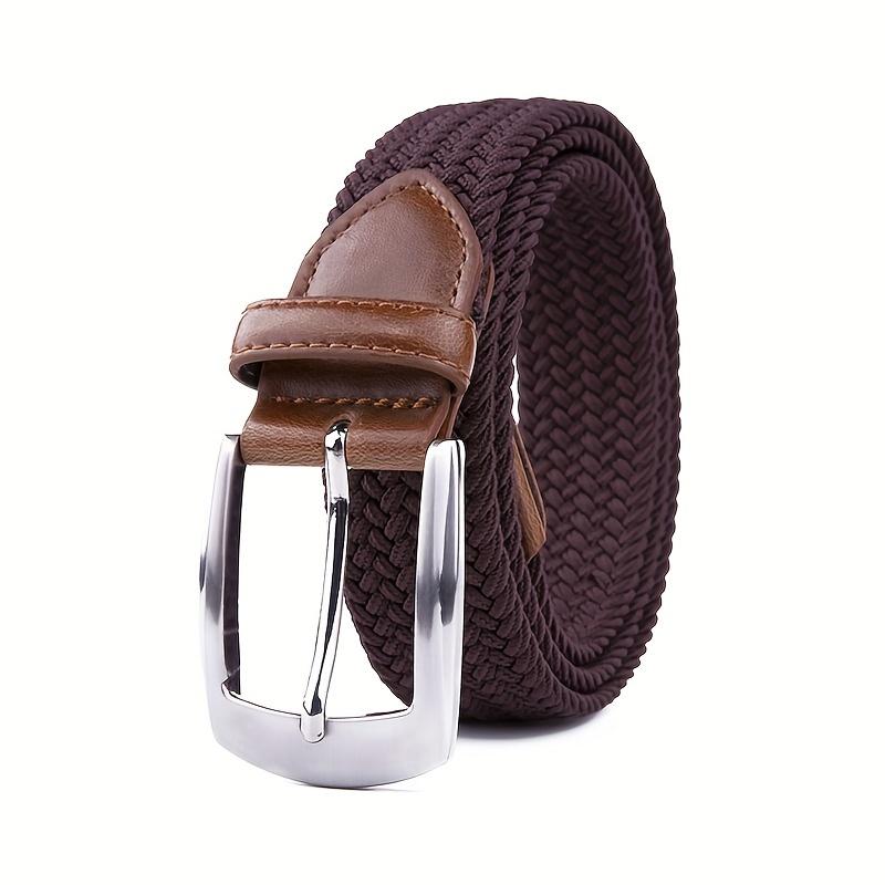 [Full Sizes Stretch Braided Belts] Canvas Elastic Fabric Woven Stretch Braided Belts for Men Women Junior with Multicolored/Full Sizes, Father's Day Gift  Brown