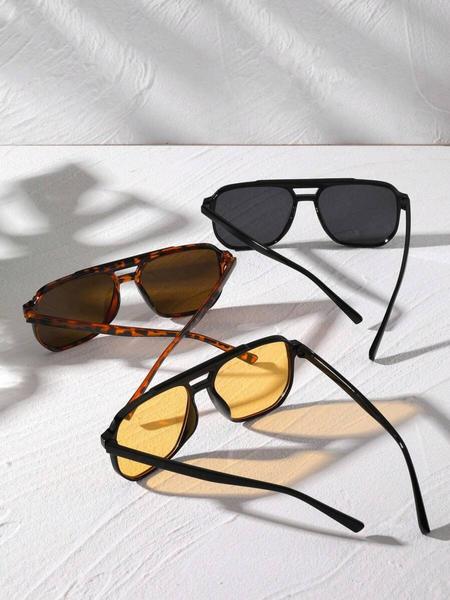 Vintage Simple Tinted Lens Sunglasses (3 Pairs), Outdoor Sports Sunglasses, Fashion Sunglasses for Men and Women, Travel Accessories, Trendy Beach Eyewear