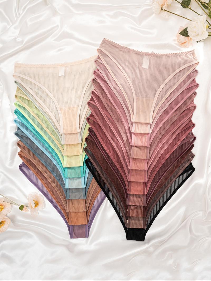 Women's 21pcs Heart Print Bow Decor Contrast Lace Knicker, Soft Comfy Breathable Panty for Daily Wear, Underwear for All Seasons