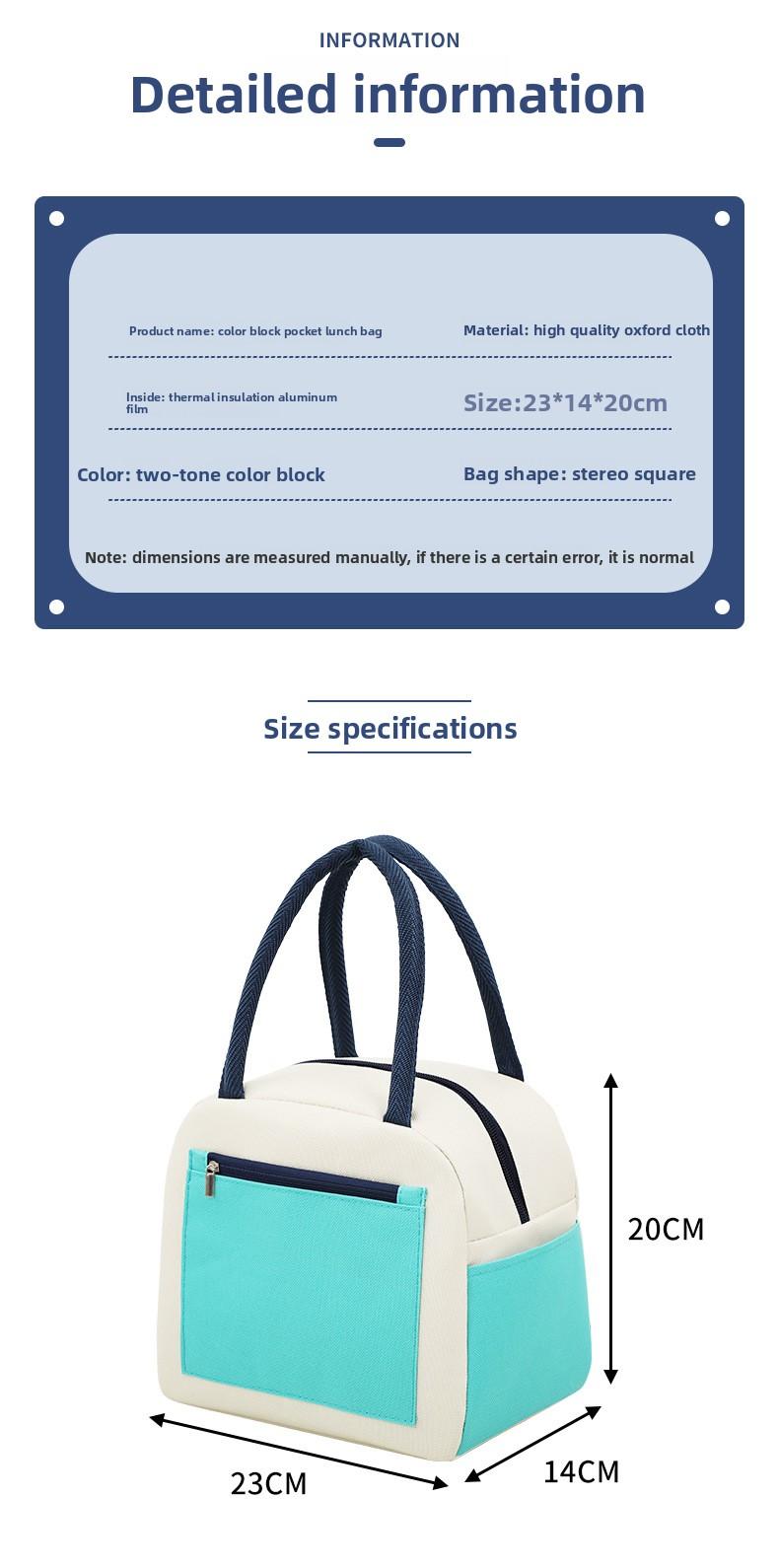 New simple lunch bag with large capacity, stylish portable lunch bag for outings, factory-made aluminum foil thickened insulated lunch bag