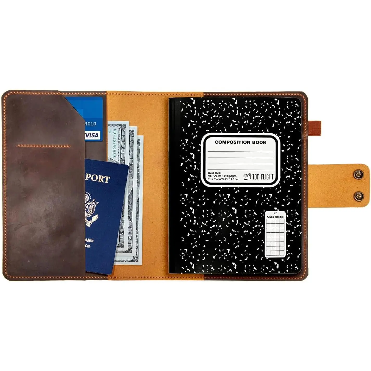 Genuine Distressed Leather Composition Notebook Cover, 10in× 8in Size;  For Men & Women'S,  Rustic Leather Cover Portfolio For Composition, Customized  (Brown)
