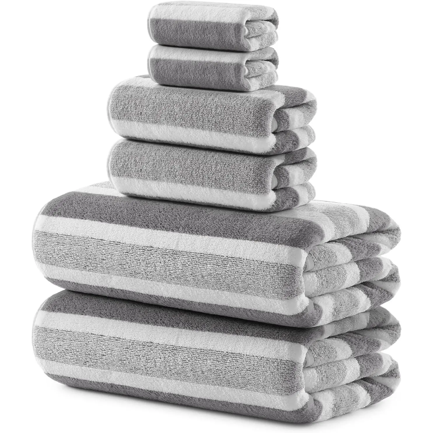 REDKISS 6-Piece Microfiber Bath Towel Set, Ultra Soft, Highly Absorbent & Quick Dry, 35x70 Inch Oversized, Gray Towels for Bathroom, Spa, Gym, 2 Bath 2 Hand 2 Washcloths