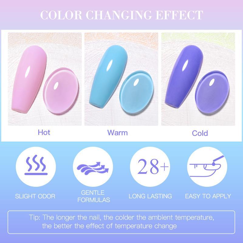 7ML Thermal Nail Gel Polish, Temperature Color Changing Uv Gel Manicure Nail Gel, Fashion-forward Long Lasting Soak Off Nail Varnish, Semi Permanent DIY Nail Polish, Nail Art