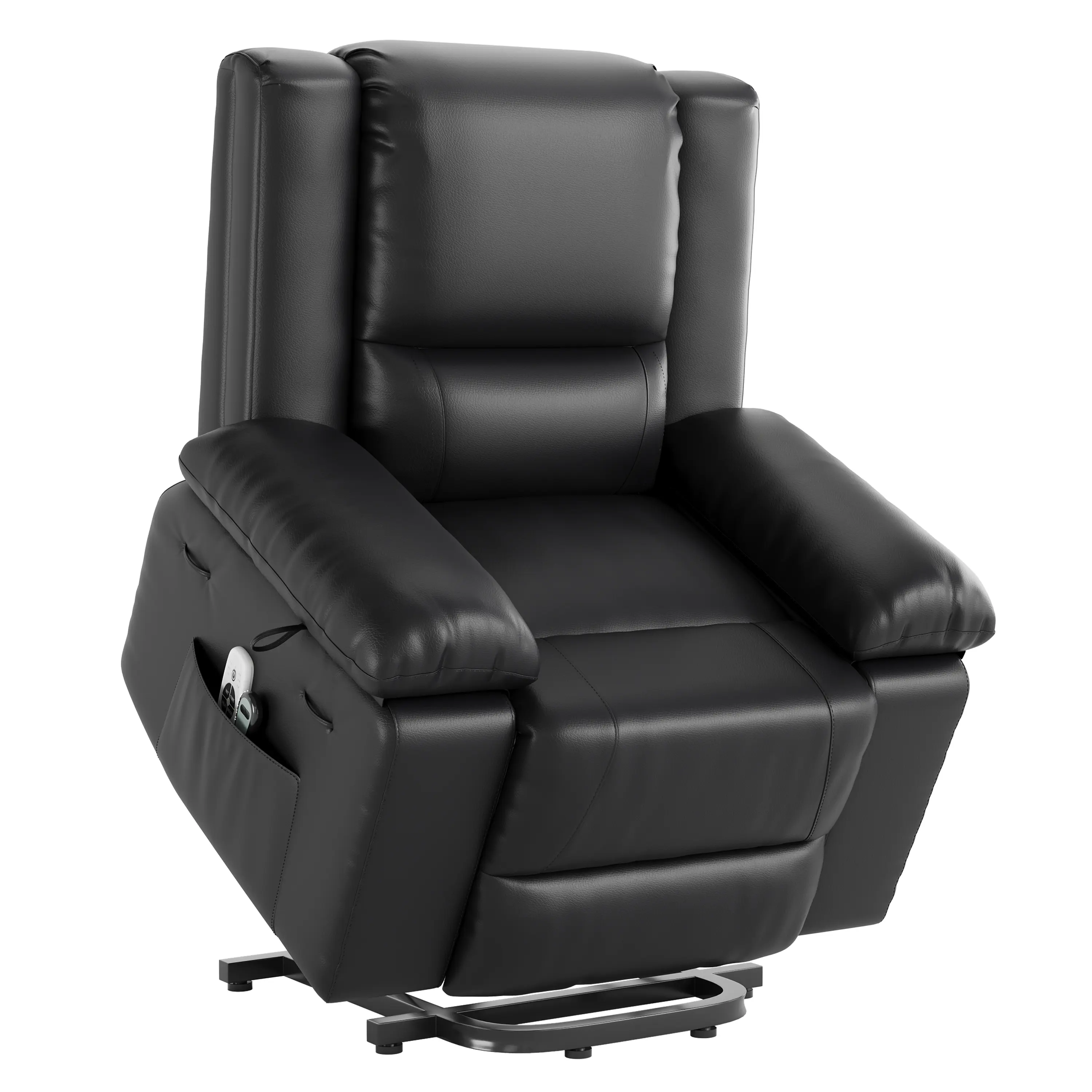 Electric Power Lift Recliner with Heat & Massage, PU Leather Lift Chair for Mobility Assistance, Adjustable Motorized Backrest & Footrest