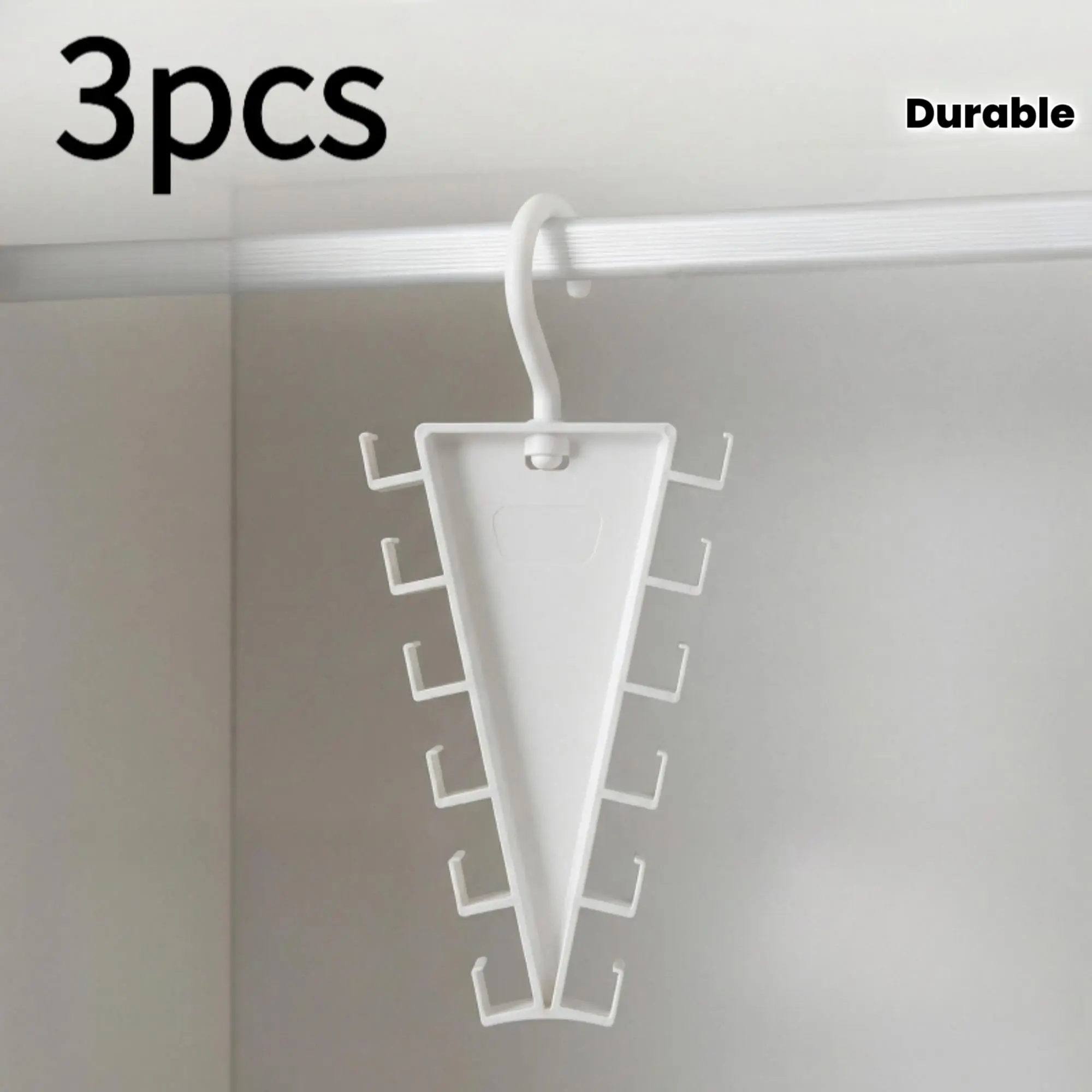 3-Pack Multi-Functional Closet Hanger Organizer with 36 Hook Positions, Space-Saving Hanging Rack for Clothes, Hats, Scarves, Belts& Accessories, Durable White Plastic Hanger Holder