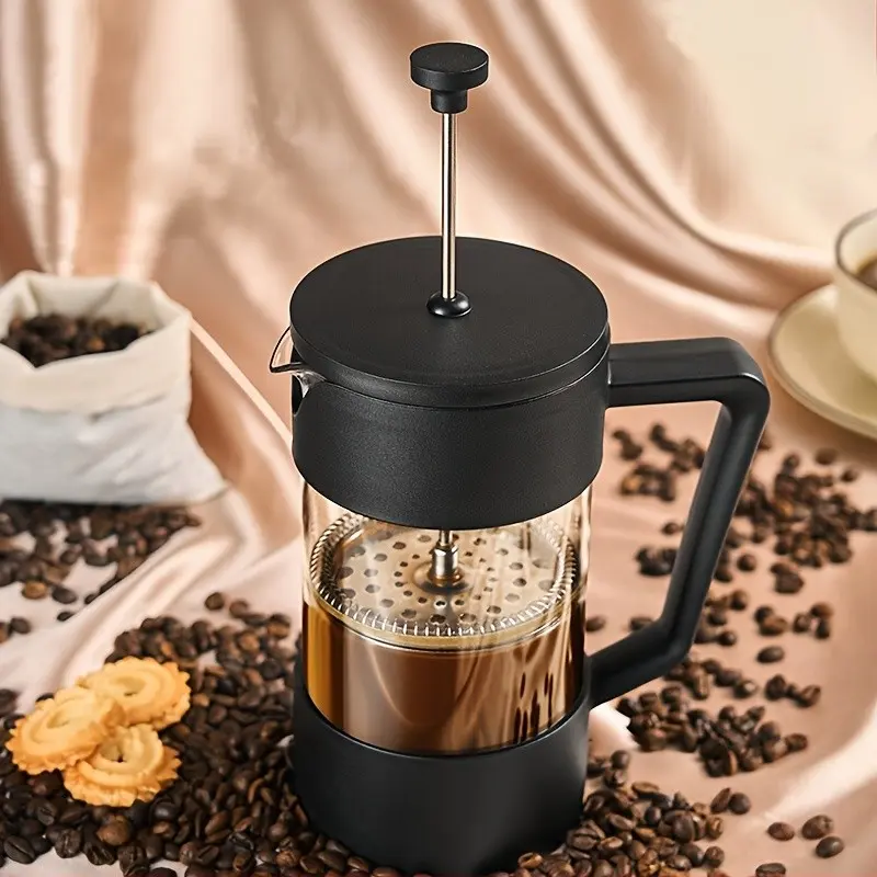French Press Coffee Maker, Coffee Brewer, 350ML 600ML 1000ML, Tea Infuser, Milk Frother, Home Filter Pot, Cold Brew Coffee, PP Plastic, Borosilicate Glass, Stainless Steel Mesh