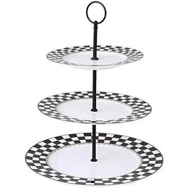 Checker Pattern 3 Tier Cake Stand for Desserts, Cupcakes, Cookies and Pastry