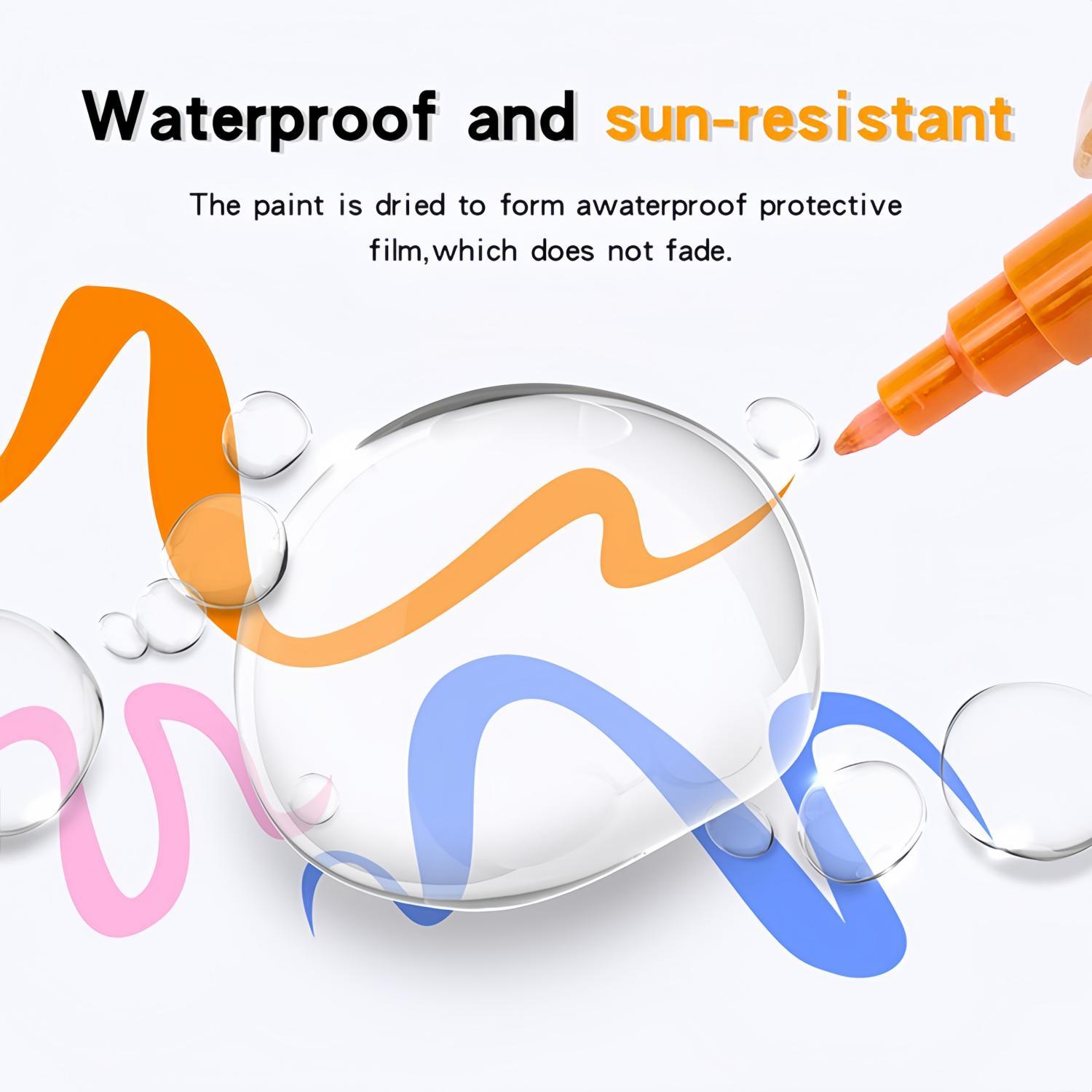 Acrylic Paint Marker Set, 0.7mm-1mm Fine Tip Acrylic Paint Pen, Waterproof & High Saturation Ideal for Wood, metallic, Plastic, Canvas, Fabric, Glass, Ceramic, Acrylic Marker Pens