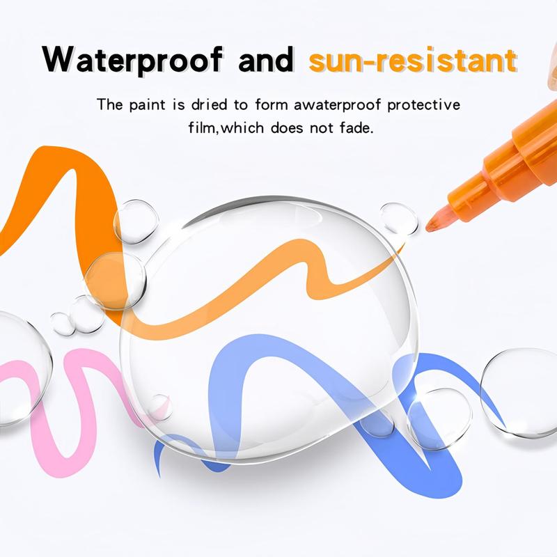 Acrylic Paint Marker Set, 0.7mm-1mm Fine Tip Acrylic Paint Pen, Waterproof & High Saturation Ideal for Wood, metallic, Plastic, Canvas, Fabric, Glass, Ceramic, Acrylic Marker Pens