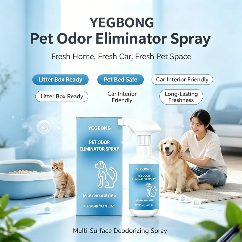 YEGBONG Pet Odor Eliminator Spray | Works for Litter Box, Bed, Car & More, Litter Box Deodorizer