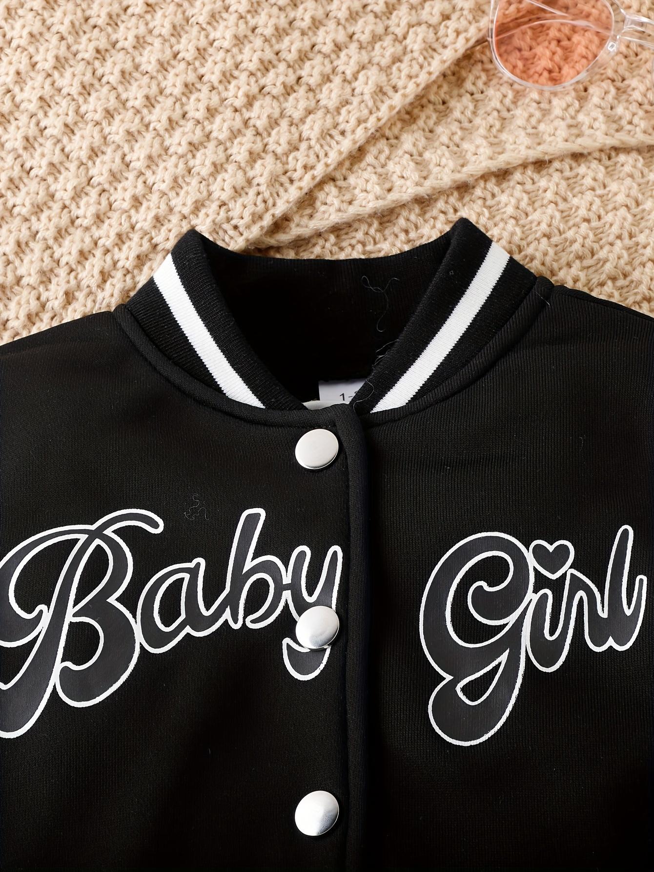 Kids Clothing Girls 2-Piece Preppy Look Set, Cotton Blend Baseball Jacket with Printed Letters + Pleated Skirt, Outdoor & Party Wear Gift