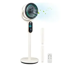 Bedroom Pedestal Fan, Quiet 50dB Air Circulator with LED Touch Panel, 8 Speeds, 110° Tilt 55° Oscillation, Adjustable Height 21-38in, 900 CFM