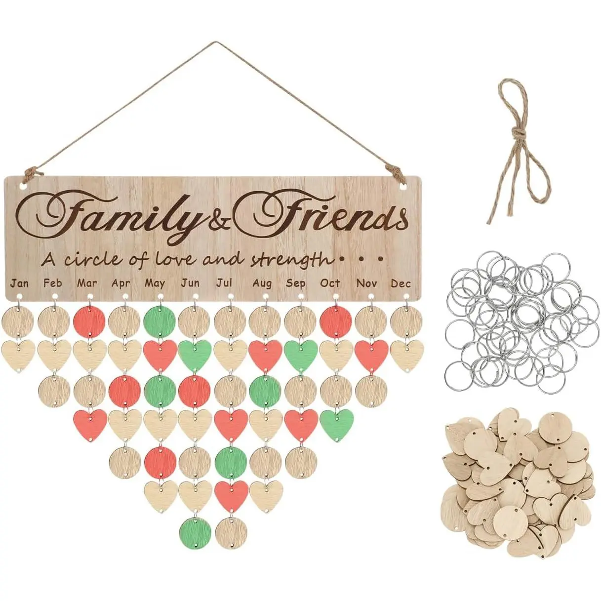 Birthday Calendar Wall : Wooden Family Reminder Board with Tags, Boho Botanical   Decoration  for Grandma Mom  Classroom