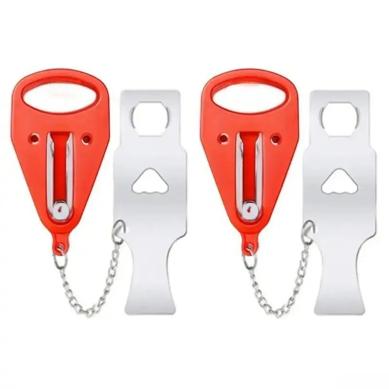 2-Pack Portable Door Locks, Solid Heavy-Duty Industrial Hardware, Lightweight, Universal Compatibility, Easy Installation for Travelers’ Luggage & Bag Accessory Security, Indoor & Outdoor Use