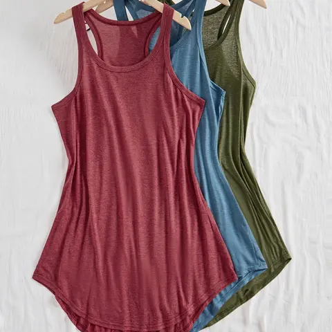 [Plus Size] Solid Color Tank Cami Nightdress, Nighty Dress, Casual Home Sleepwear, Casual Comfy Loose Fit Round Neck Sleeveless Nightgown for Women, Women's for All Seasons Loungewear