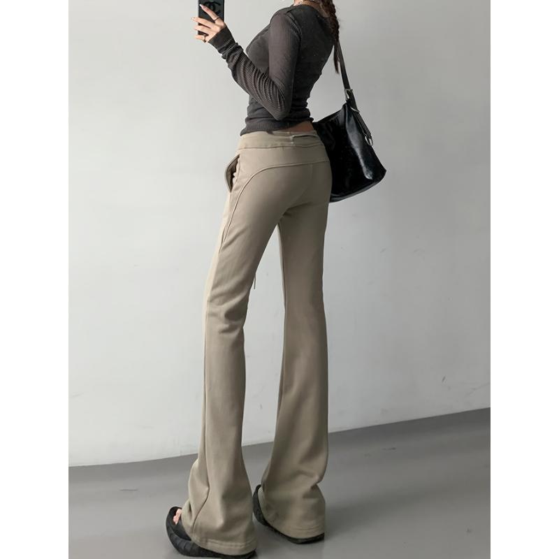 Drawstring Flare Leg Pants, Casual Forbidden Pants For Spring & Summer, Women's Clothing