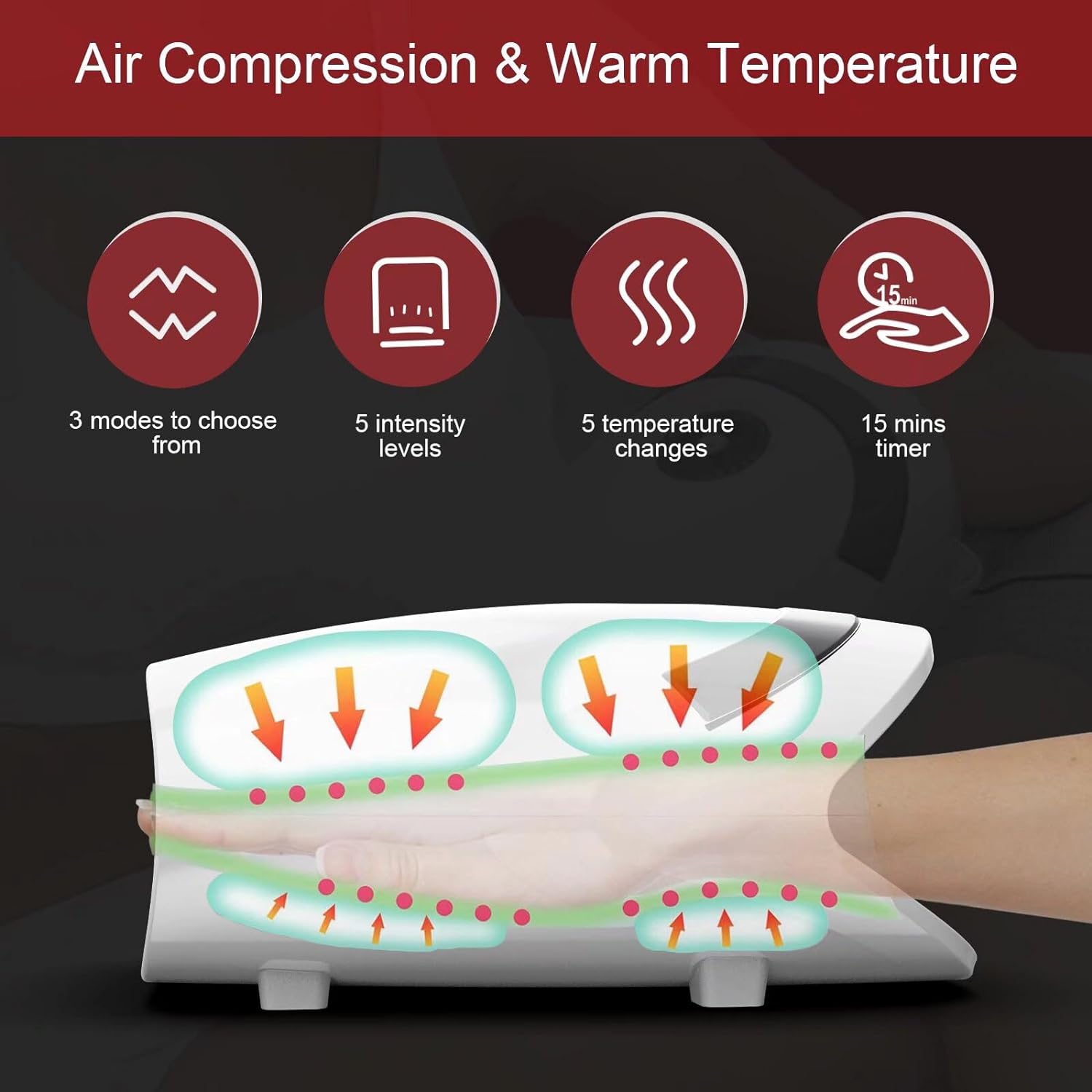 Electric Hand Massager, Graphene Hot Compress 3 Modes 5-gear Rechargeable Hand Massager, Hand Massage for Arthritis and Carpal Tunnel, Gift for Mom