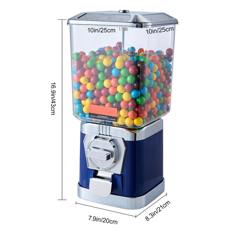 VEVOR 17/21/ 25inch H Gum Ball Machine Vending Machine Coin Bank Retro Candy Dispenser PC Blue/Yellow/Red