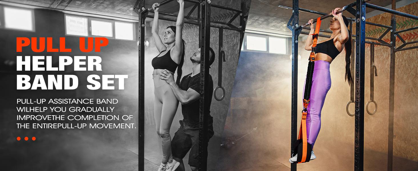 Home Gym Fitness Exercise Strength Training -Two Foots Pull Up Assistance Bands, Heavy Duty Resistance Band for Pull Up Bar, Adjustable Weight/Size with Fabric Feet/Knee Rest, Bands for Pull Up Assist for Strength Training, Pull Up