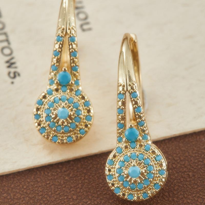 A Pair of Fashionable Inlaid Green Color Stone Earrings, Women's Bohemian Style Retro Trendy Accessory Gift